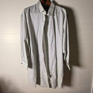 Stacy Adams Men's Dress Button Down Shirt White & Black Polka Dots Sz 22 34/35